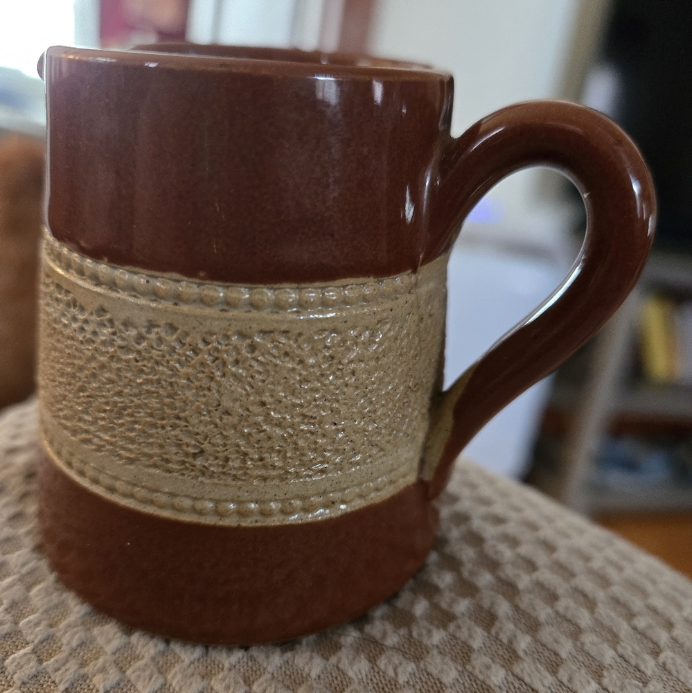 LANGLEY WARE CERAMIC Vintage Brown and Tan small Ceramic Pitcher